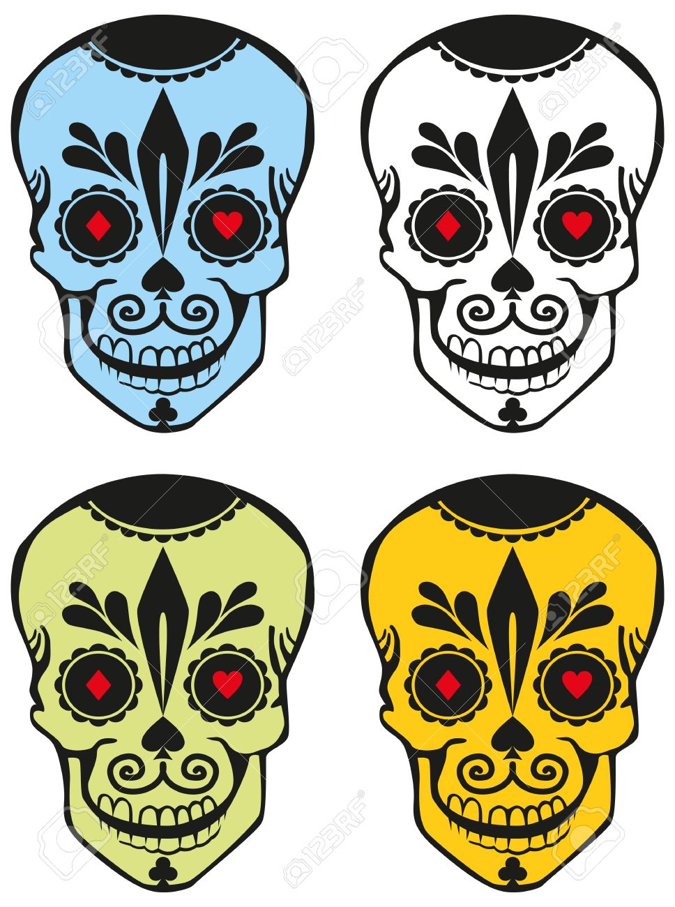 968x1300 Cute Sugar Skull Face Clipart