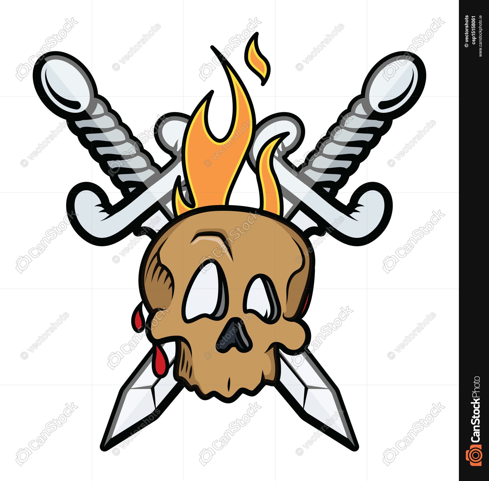 1626x1600 Drawing Art Of Skull Tattoo With Crossed Swords And Fire Clip