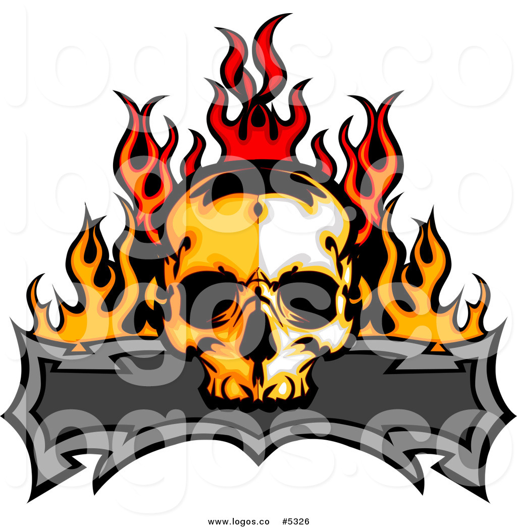 1024x1044 Royalty Free Vector Of A Logo Of A Flaming Skull And Banner By