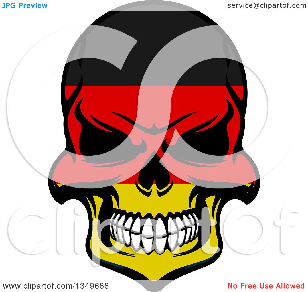 1080x1024 Clipart Of A Grinning Evil Skull In German Flag Colors