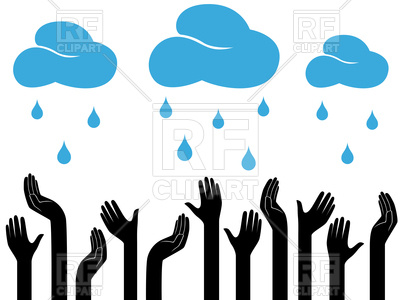 400x300 Hands Outstretched And Sky With Raining Clouds Royalty Free Vector