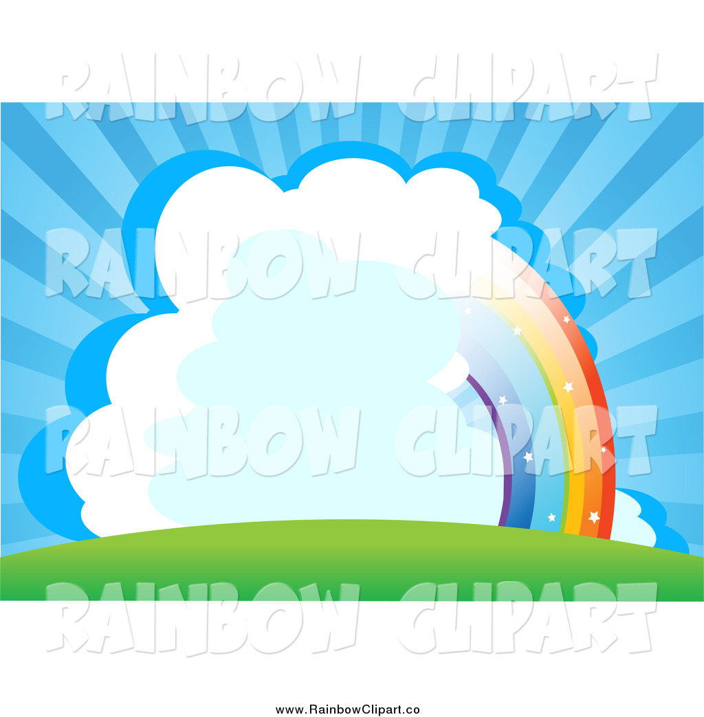 1024x1044 Vector Clip Art Of A Half Rainbow With Clouds In A Bursting Blue