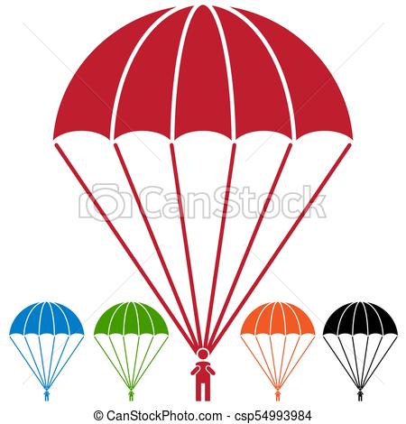 450x470 An Image Of A Paratrooper Parachute Skydiver Icon Set. Vector