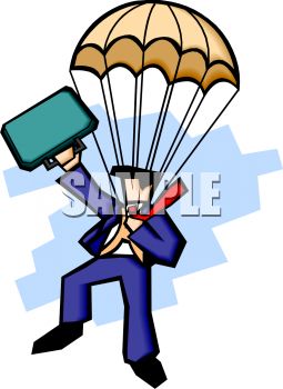 255x350 Clip Art Illustration Of A Businessman Skydiving In His Suit,