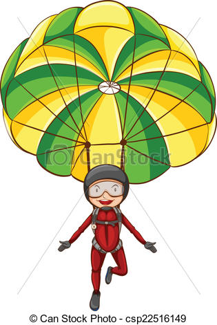315x470 Parachute. Illustration Of A Person Parachuting In The Sky Eps