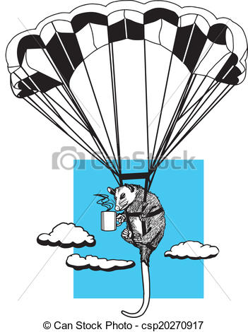 351x470 Skydiving Opossum. Vector Illustration Of An Opossum Vector