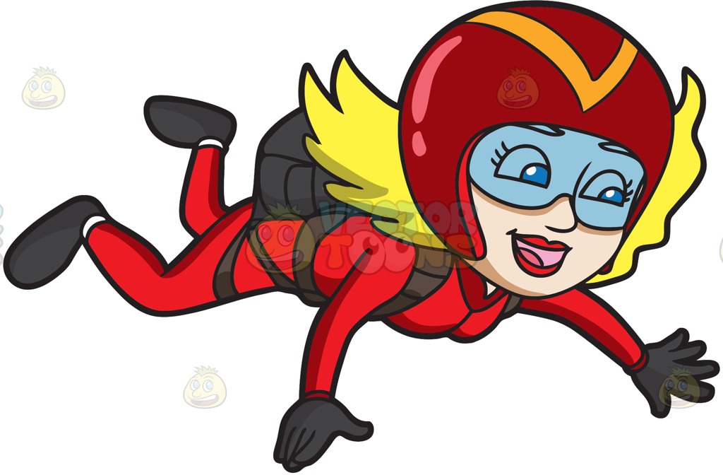 1024x672 A Happy Lady Skydiver Cartoon Clipart Vector Toons