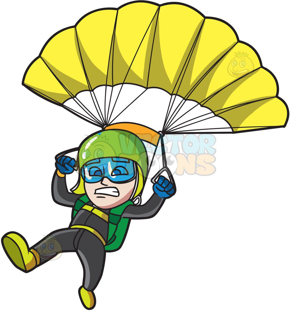 952x1024 A Scared Male Skydiver Cartoon Clipart Vector Toons
