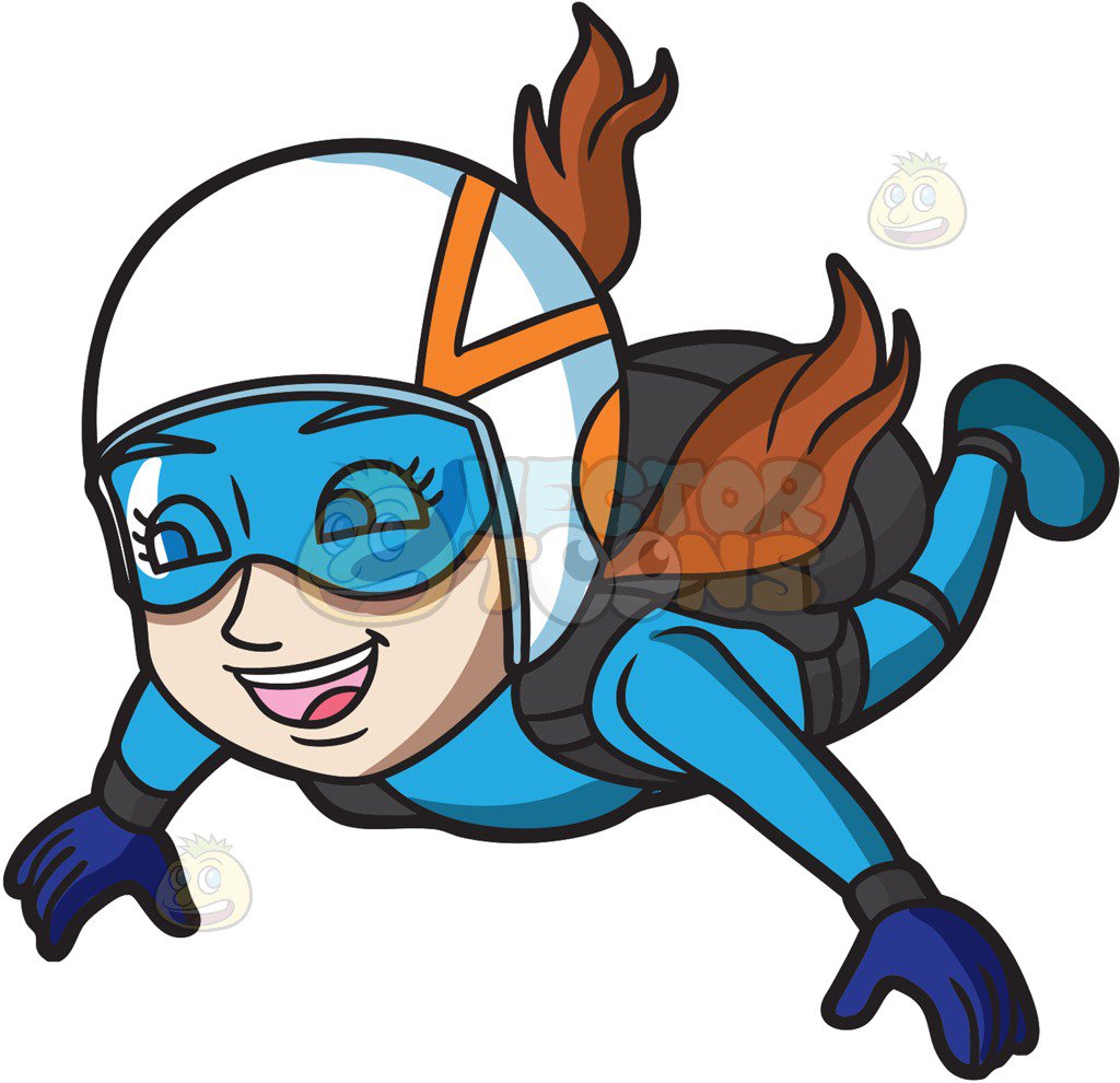 1024x990 An Elated Woman Skydives For Fun Cartoon Clipart Vector Toons