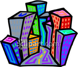 300x258 A Cityscape With Skyscrapers Royalty Free Clipart Picture
