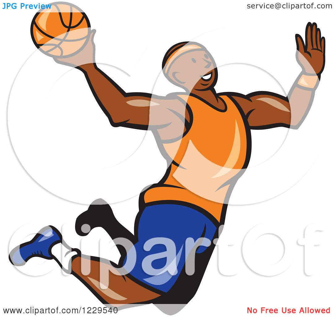 1080x1024 Clipart Of A Black Male Basketball Player Jumping For A Slam Dunk