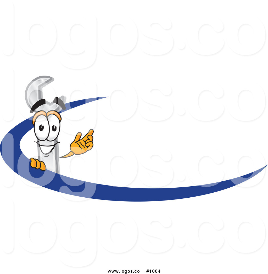 1024x1044 Royalty Free Cartoon Vector Logo Of A Wrench Mascot Behind Dark