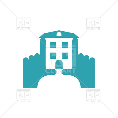 400x400 Hands And Building Construction Logo Royalty Free Vector Clip Art