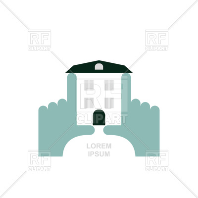 400x400 House In Hands Logo Royalty Free Vector Clip Art Image