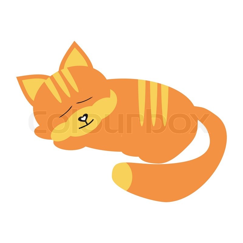 800x800 Sleeping Cat On White Background Stock Vector Colourbox