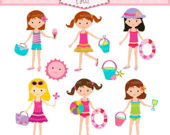 340x270 Girls Clip Art,beach Summer Clipart Panda