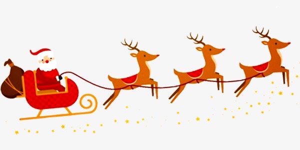 600x300 Santa Claus And Reindeer, Santa Claus, Reindeer, Sled Png Image