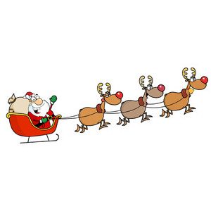 300x300 Collection Of Santa In Sleigh With Reindeer Clipart High