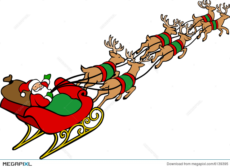 800x584 Santa Claus Amp Reindeer Sleigh Illustration 6139395