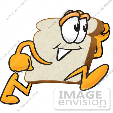 450x450 Clip Art Graphic Of A White Bread Slice Mascot Character Running