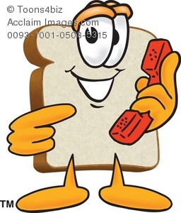 256x300 Clipart Cartoon Slice Of Bread Holding A Telephone
