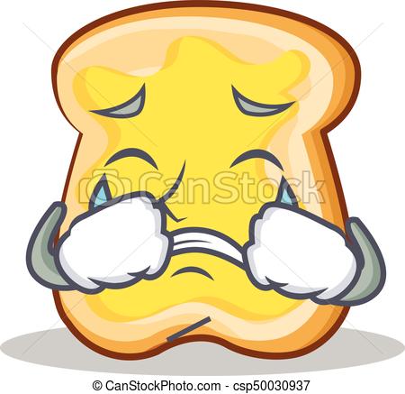 450x437 Crying Slice Bread Cartoon Character Vector Art Illustration