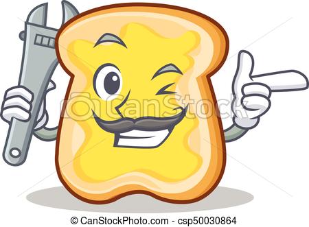 450x331 Mechanic Slice Bread Cartoon Character Vector Art Clip Art