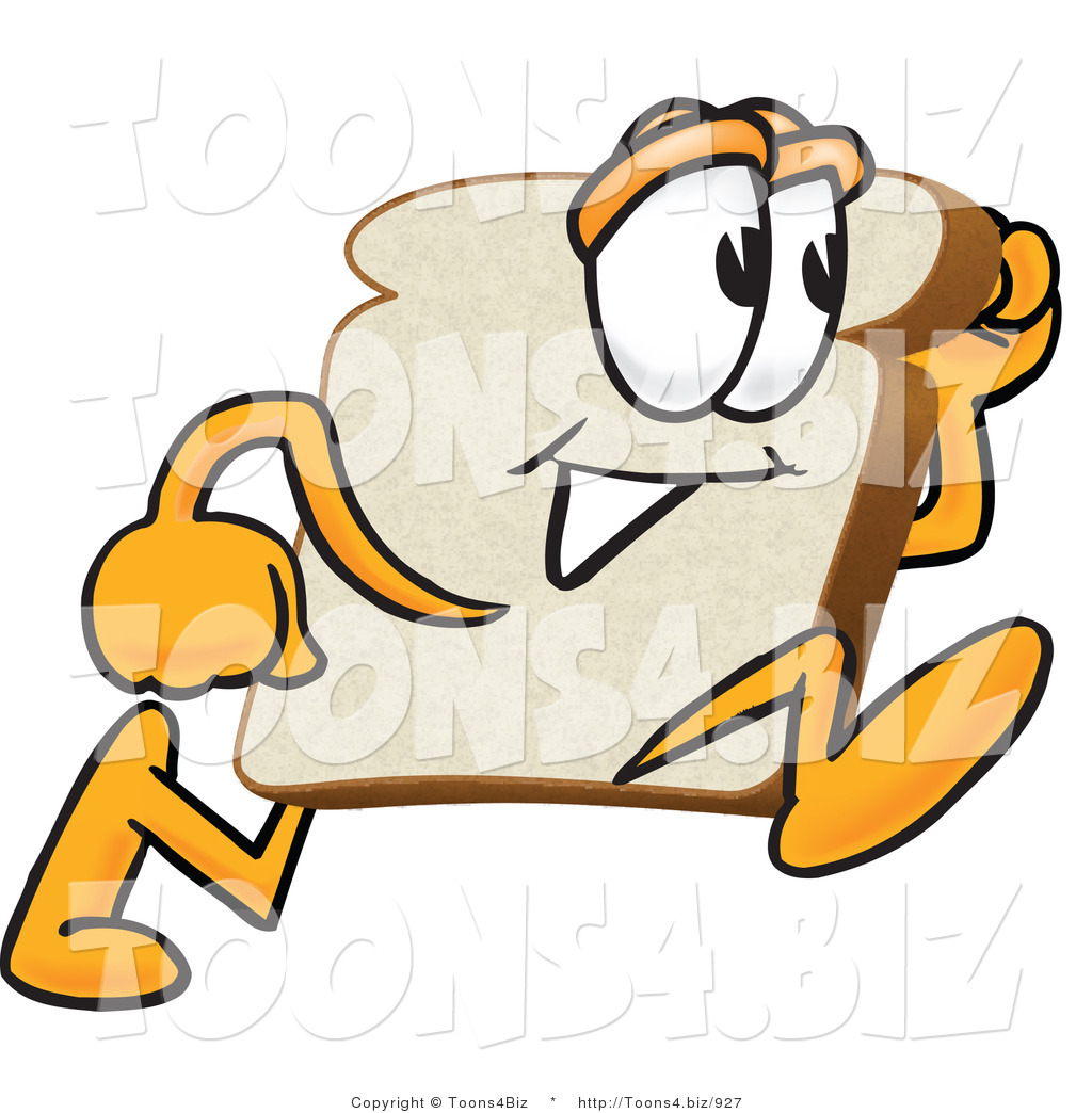 1024x1044 Vector Illustration Of A Cartoon Bread Mascot Running Fast By