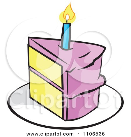 450x470 Clipart Pink Birthday Cake With A Candle And Missing Piece