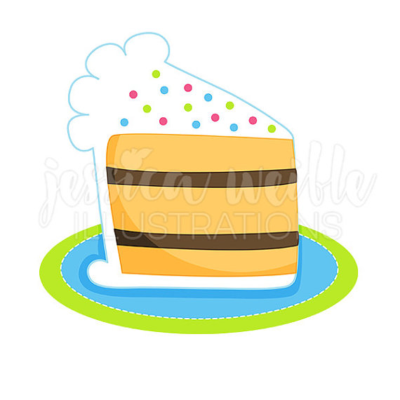 570x570 Slice Of Birthday Cake Cute Digital Clipart Cake Clip Art