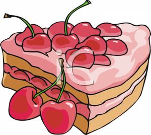 300x268 A Slice Of Cherry Cake Clip Art Image