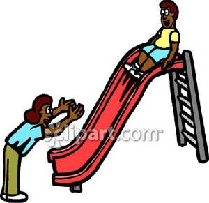 300x291 A Mother And Her Son Play On A Slide Royalty Free Clipart Picture