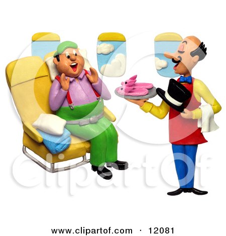 450x470 Clay Sculpture Clipart Flightttendant Serving Slippers