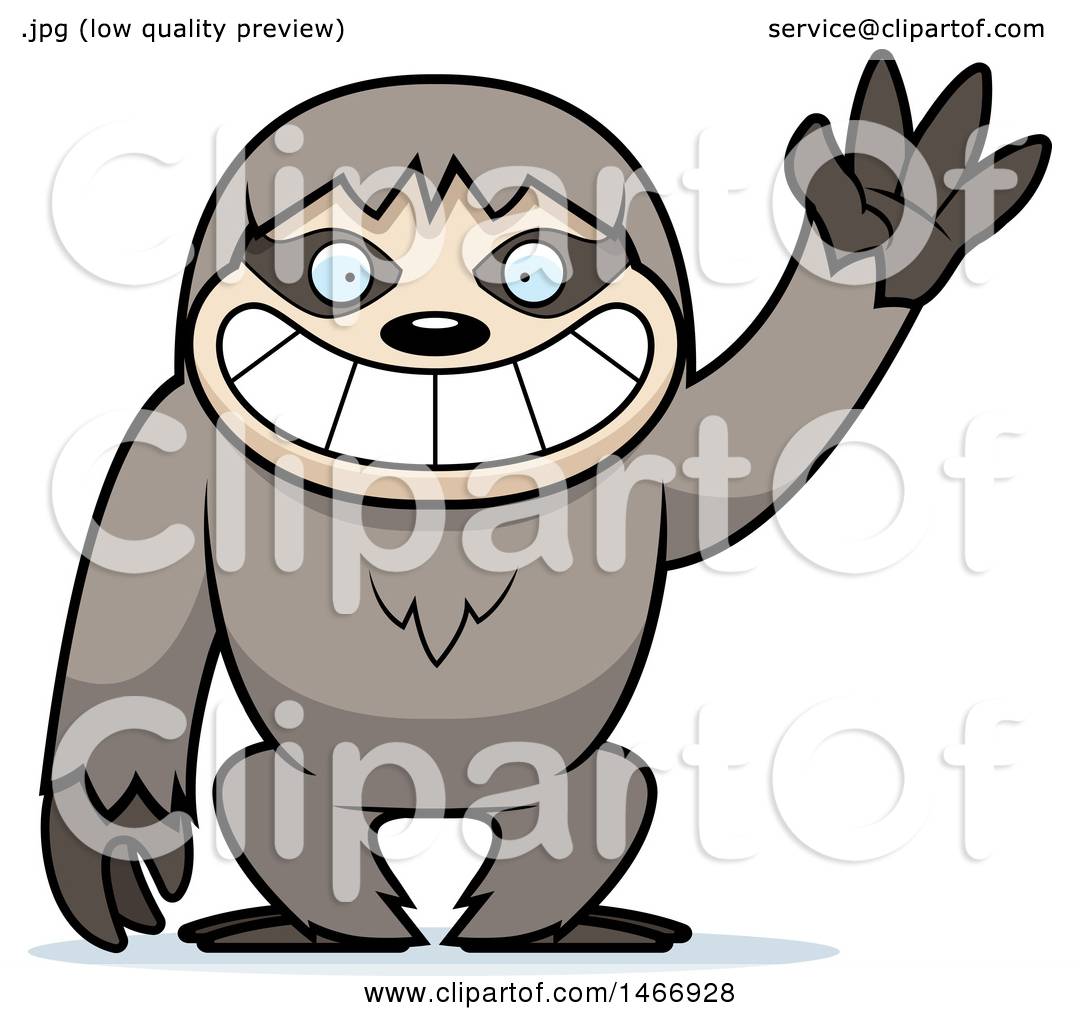 1080x1024 Clipart Of A Friendly Sloth Waving