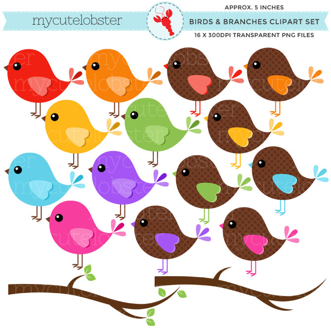 670x670 Birds Clipart Set Clip Art Set Of Rainbow Birds Branches