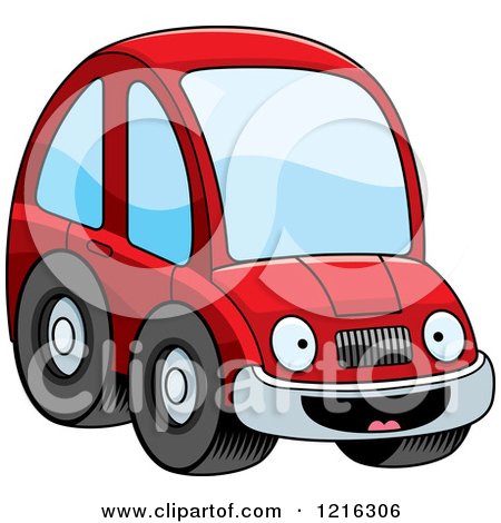 450x470 Clipart Of A Black And White Goofy Compact Car Character