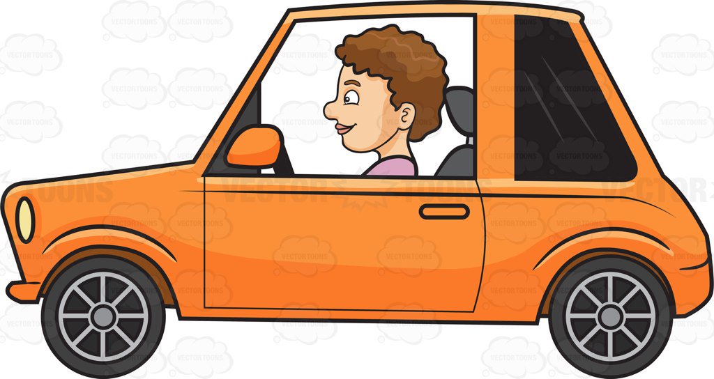 1024x544 A Woman Driving A Small Car Cartoon Clipart Vector Toons
