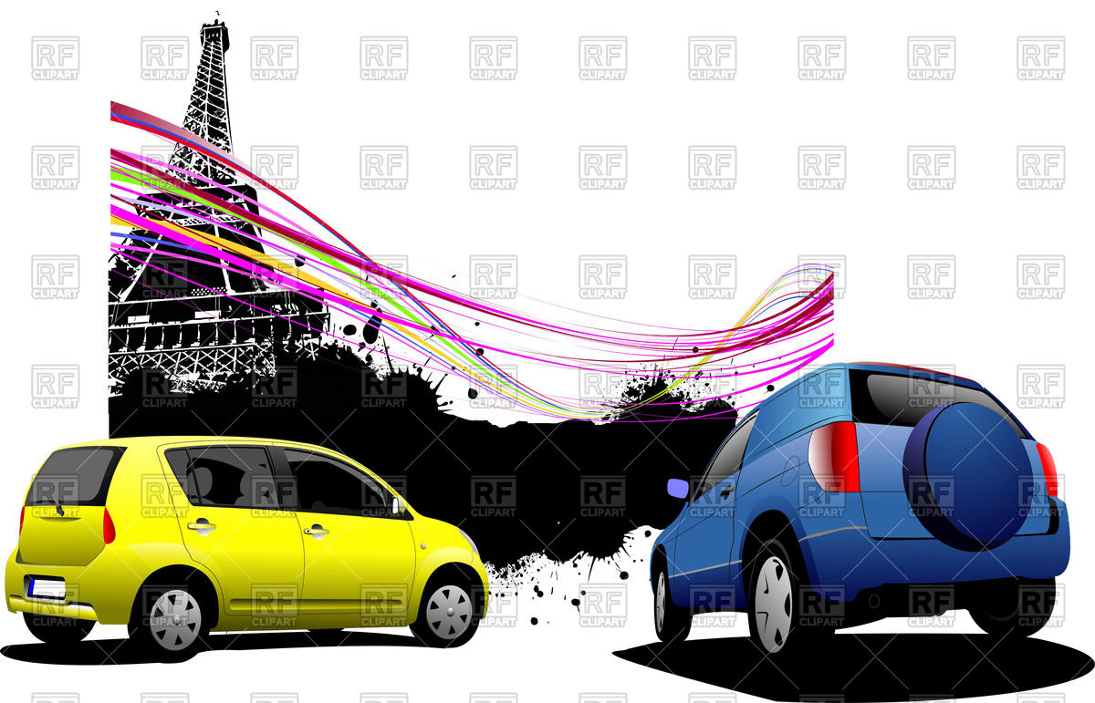 1200x771 Rear View Of Small Subcompact Cars Near Eiffel Tower On Splatter