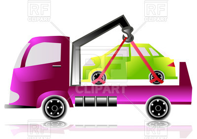 400x283 Tow Truck With Small Car Royalty Free Vector Clip Art Image