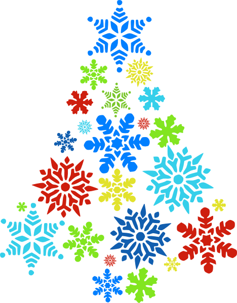 468x599 Colorful Snowflake Tree Clip Art