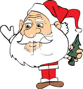 278x300 A Santa With A Small Body And Large Head Holding A Christmas Tree