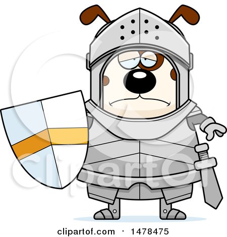 450x470 Clipart Of A Chubby Dog Knight Holding A Sword And Shield
