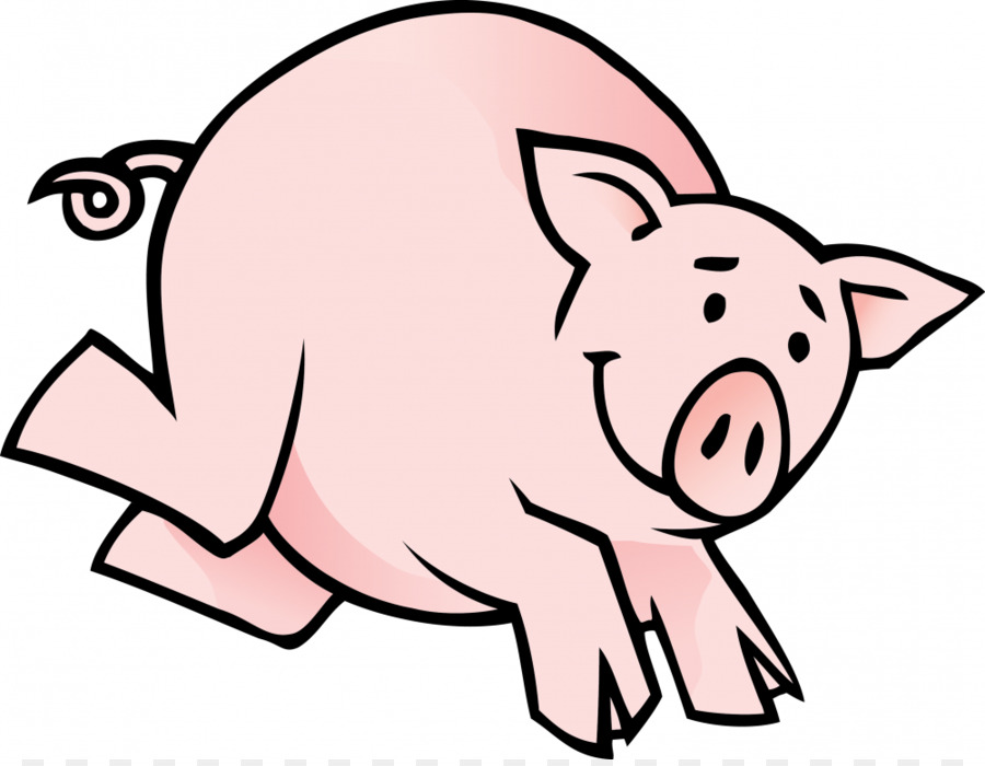 900x700 Domestic Pig Small Black Pig Cartoon Clip Art