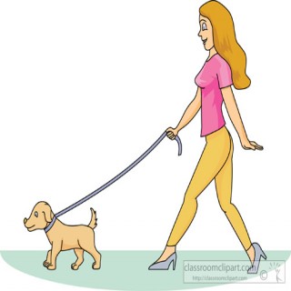 320x320 Woman Walking Dog Clipart