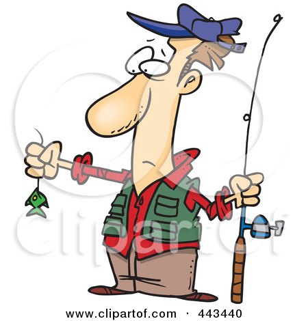 450x470 Disappointed Fisherman With A Very Small Fish Clipart Illustration