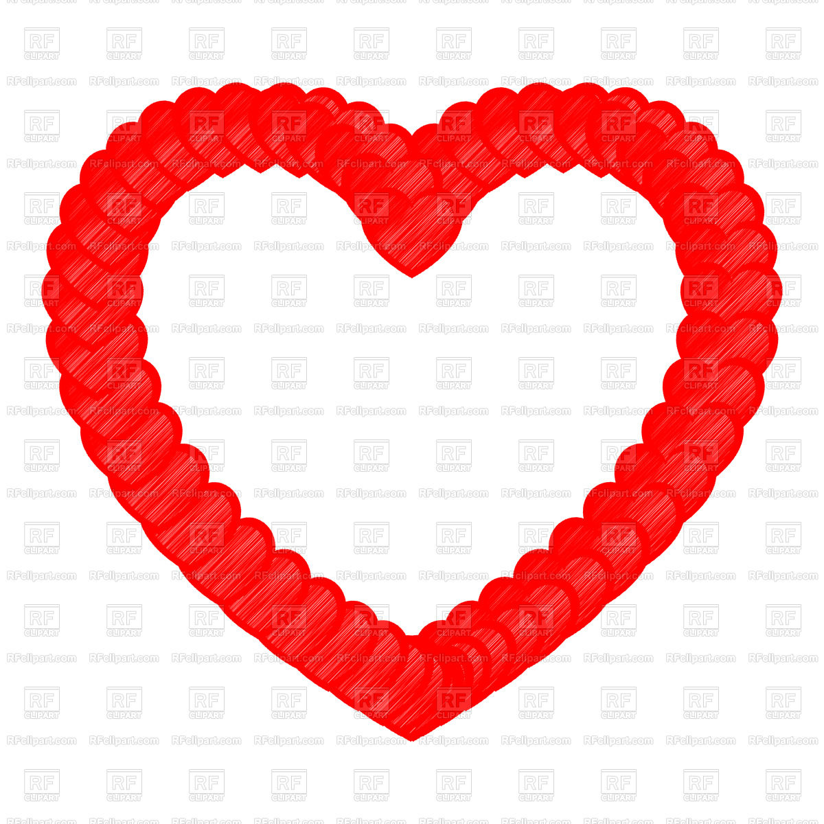 1200x1200 Heart Red Color With Small Hearts Art Style Royalty Free Vector