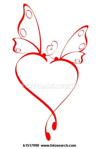349x520 Butterfly Heart Stock Illustrations Tattoo, Stenciling And Tatoo