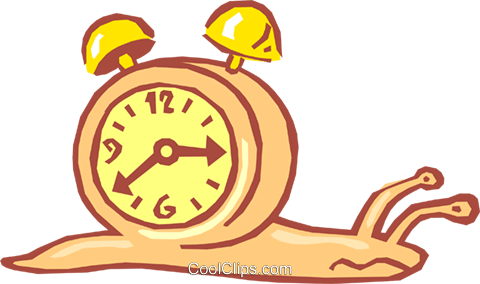 480x284 Snail With Alarm Clock On Back Royalty Free Vector Clip Art
