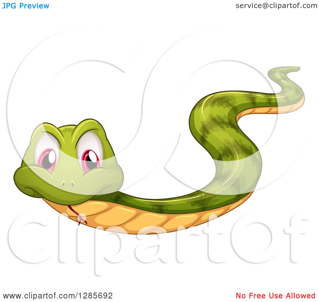 1080x1024 Clipart Of A Slithering Green Snake With Red Eyes