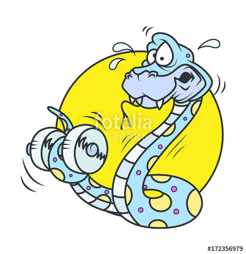 485x500 Cartoon Snake Doing Exercise